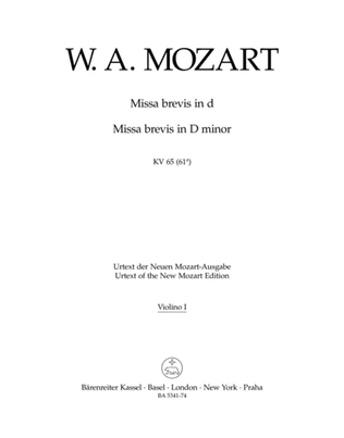 Book cover for Missa brevis d minor, KV 65 (61a)
