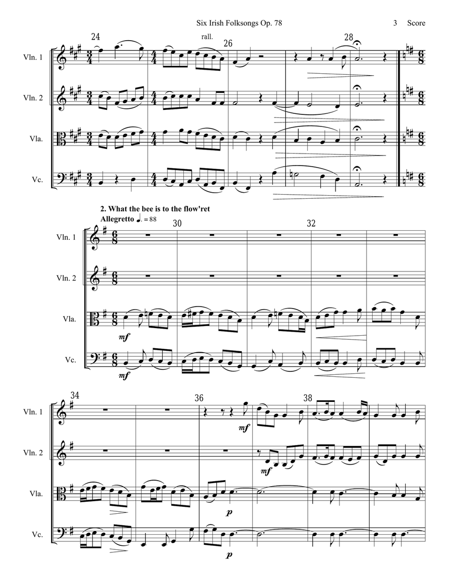 6 Irish Folksongs set for String Quartet image number null