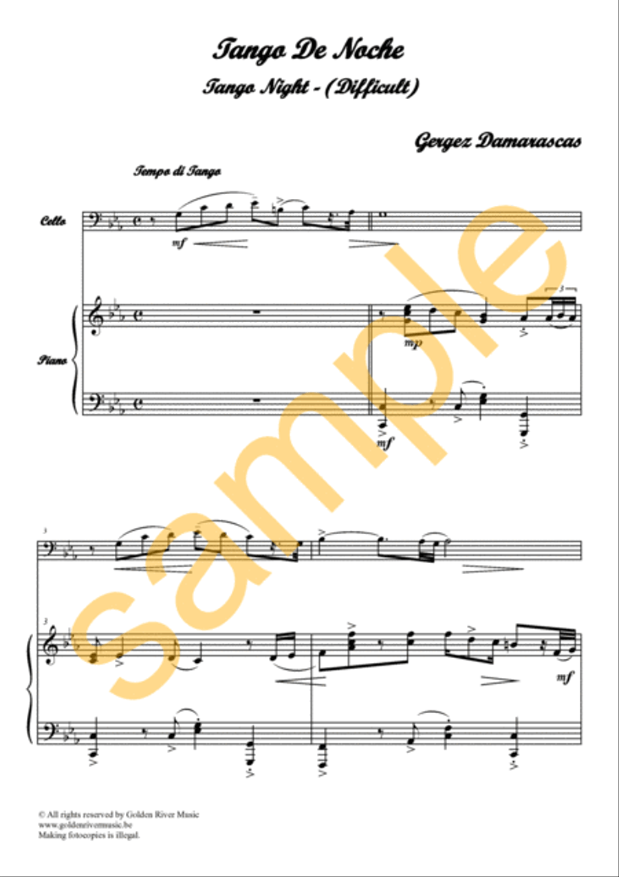 Tango de Noche / Tango Night for cello Clarinet Solo scores gallery preview page 2