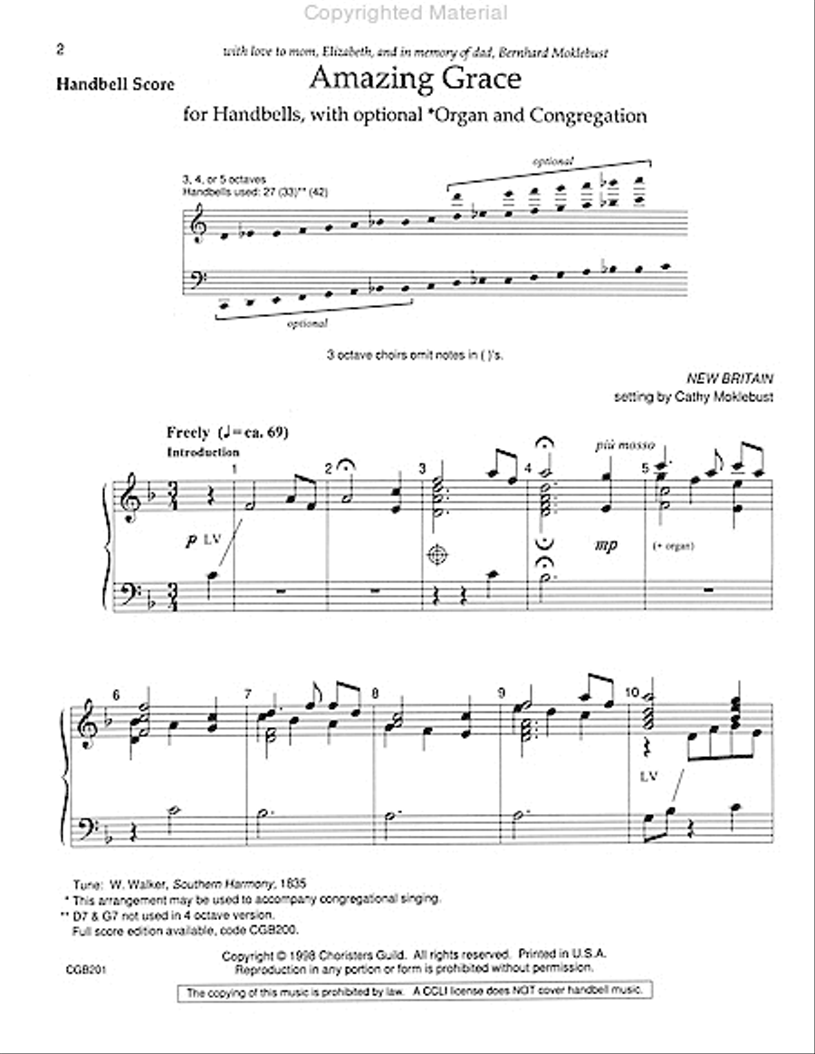 Amazing Grace Handbell Choir scores gallery preview page 2