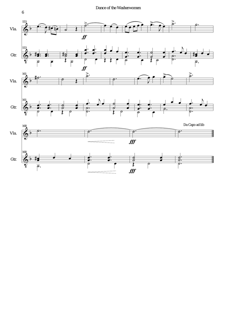 Dance of the washerwomen (with Hupfauf) for viola and guitar String Duet scores gallery preview page 6