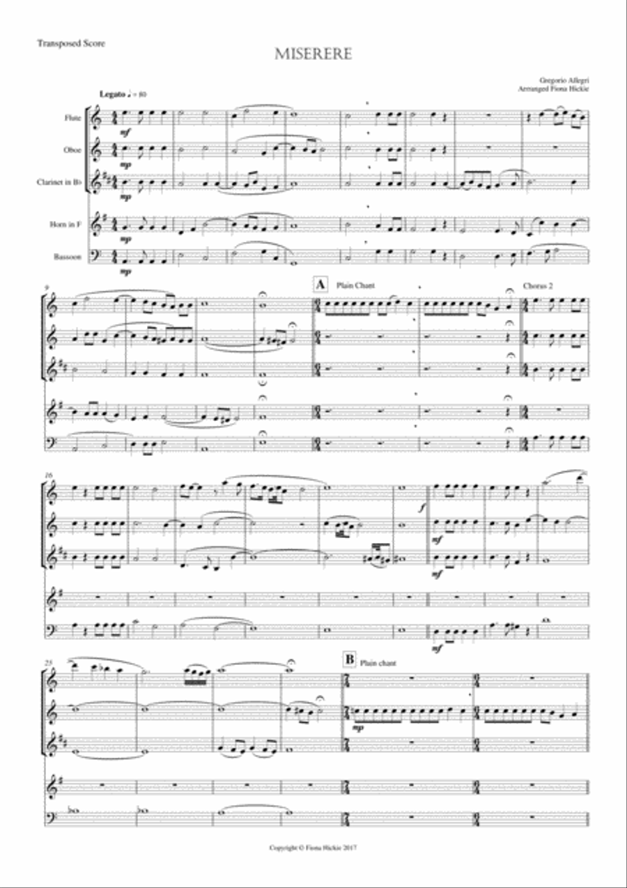 Miserere Woodwind Quintet scores gallery preview page 2