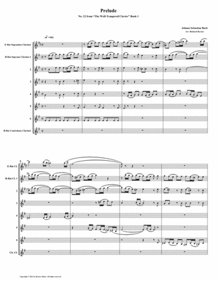 Prelude 22 from Well-Tempered Clavier, Book 1 (Clarinet Octet)