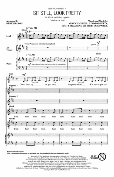 Sit Still, Look Pretty by Mike Campbell SSAA - Sheet Music