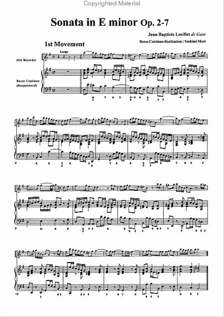 Sonata in E minor, Op. 2-7 Alto Recorder scores gallery preview page 3