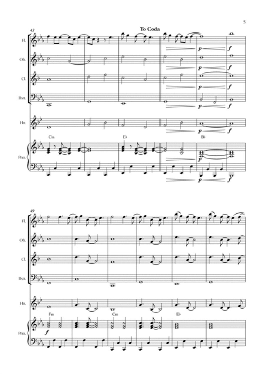 Blinding Lights Woodwind Quintet scores gallery preview page 5