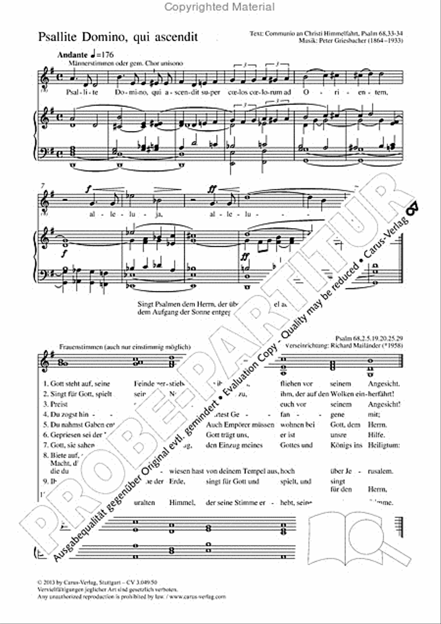Psallite Domino, qui ascendit Unison Choir scores gallery preview page 2
