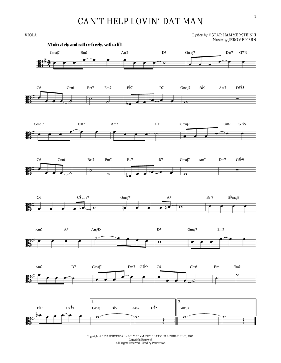 Can't Help Lovin' Dat Man Viola Solo scores gallery preview page 1