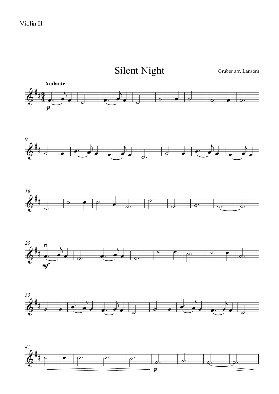 Silent Night for beginner string orchestra String Orchestra scores gallery preview page 4