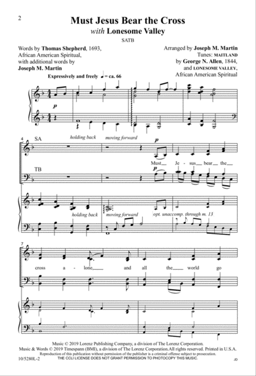 Must Jesus Bear the Cross 4-Part scores gallery preview page 2