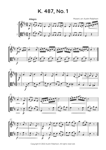 COMPLETE Mozart 12 duets, K. 487 - violin and viola duet image number null