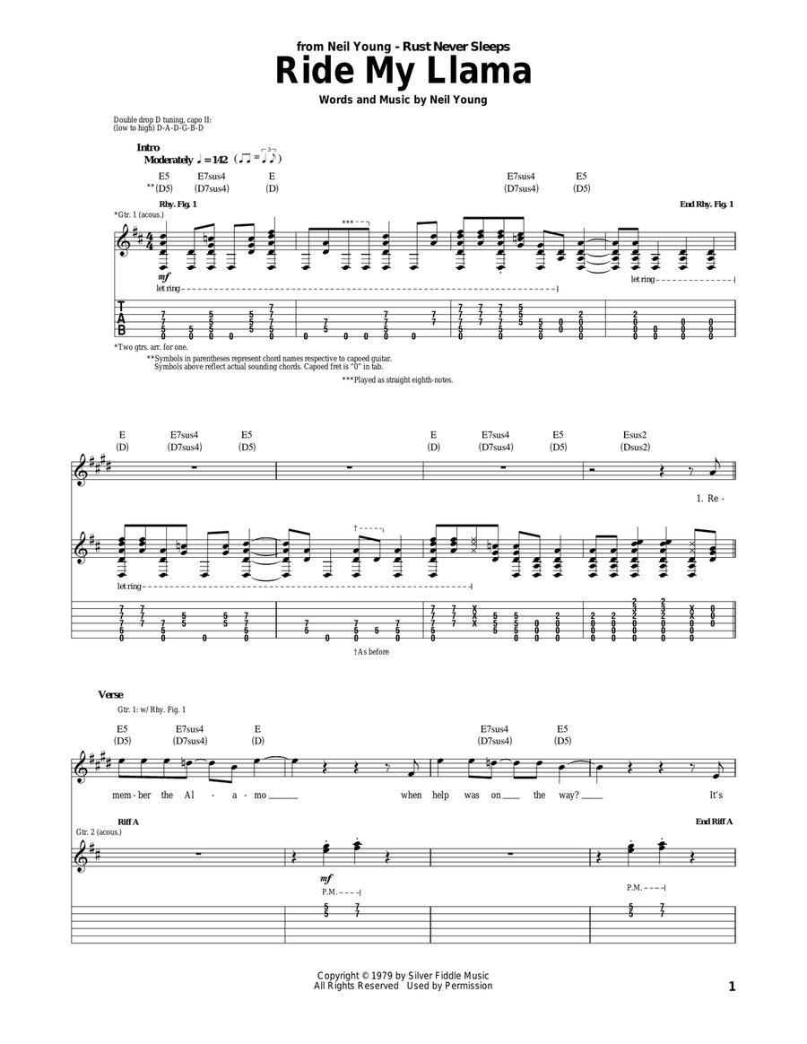 Ride My Llama Acoustic Guitar scores gallery preview page 1