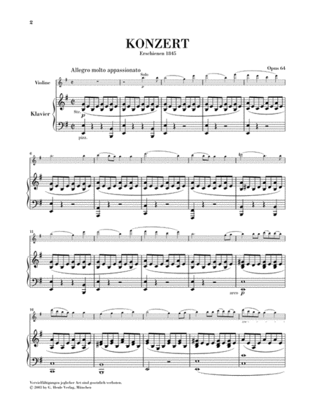 Concerto in E minor, Op. 64 by Felix Bartholdy Mendelssohn Violin Solo - Sheet Music