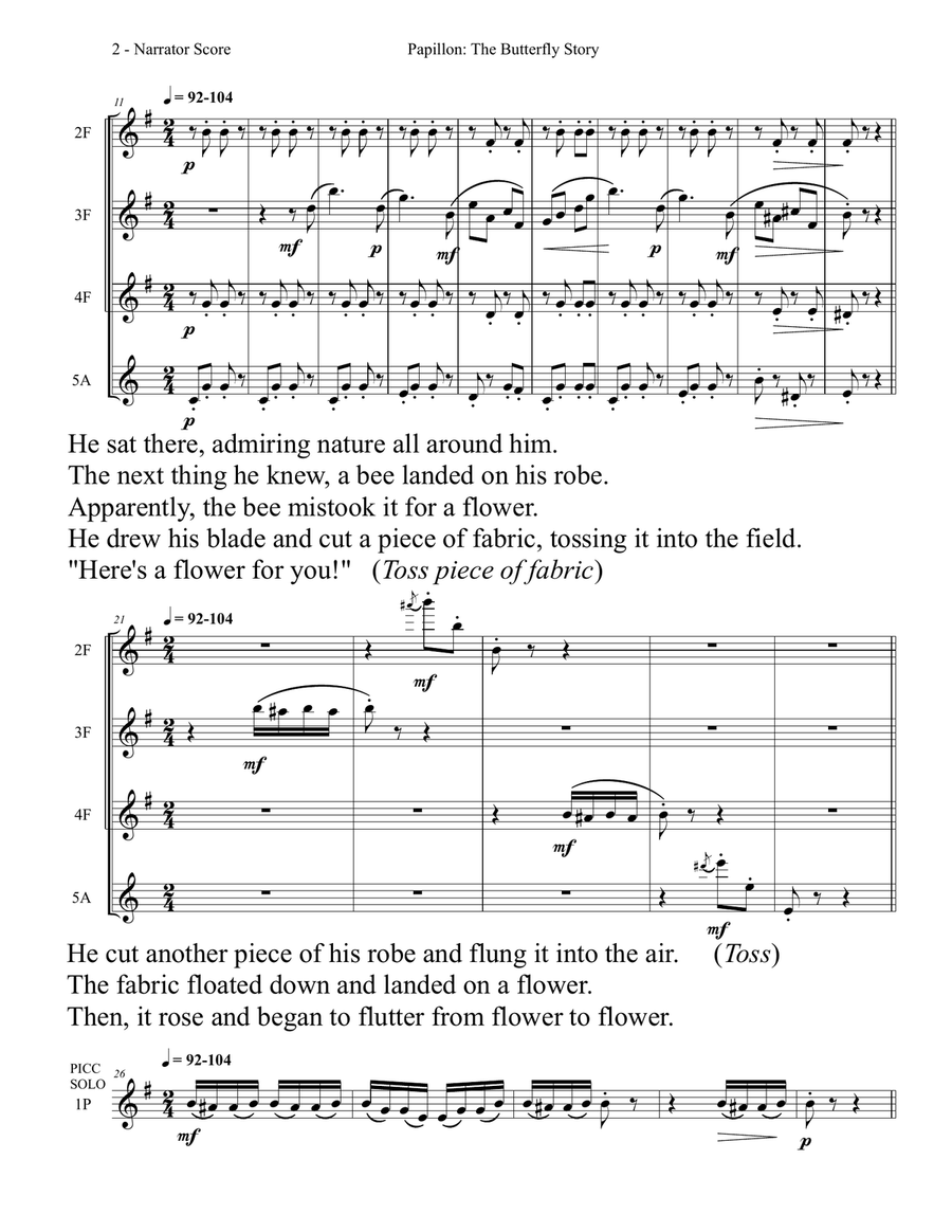 Papillon: The Butterfly Story Woodwind Quintet scores gallery preview page 4