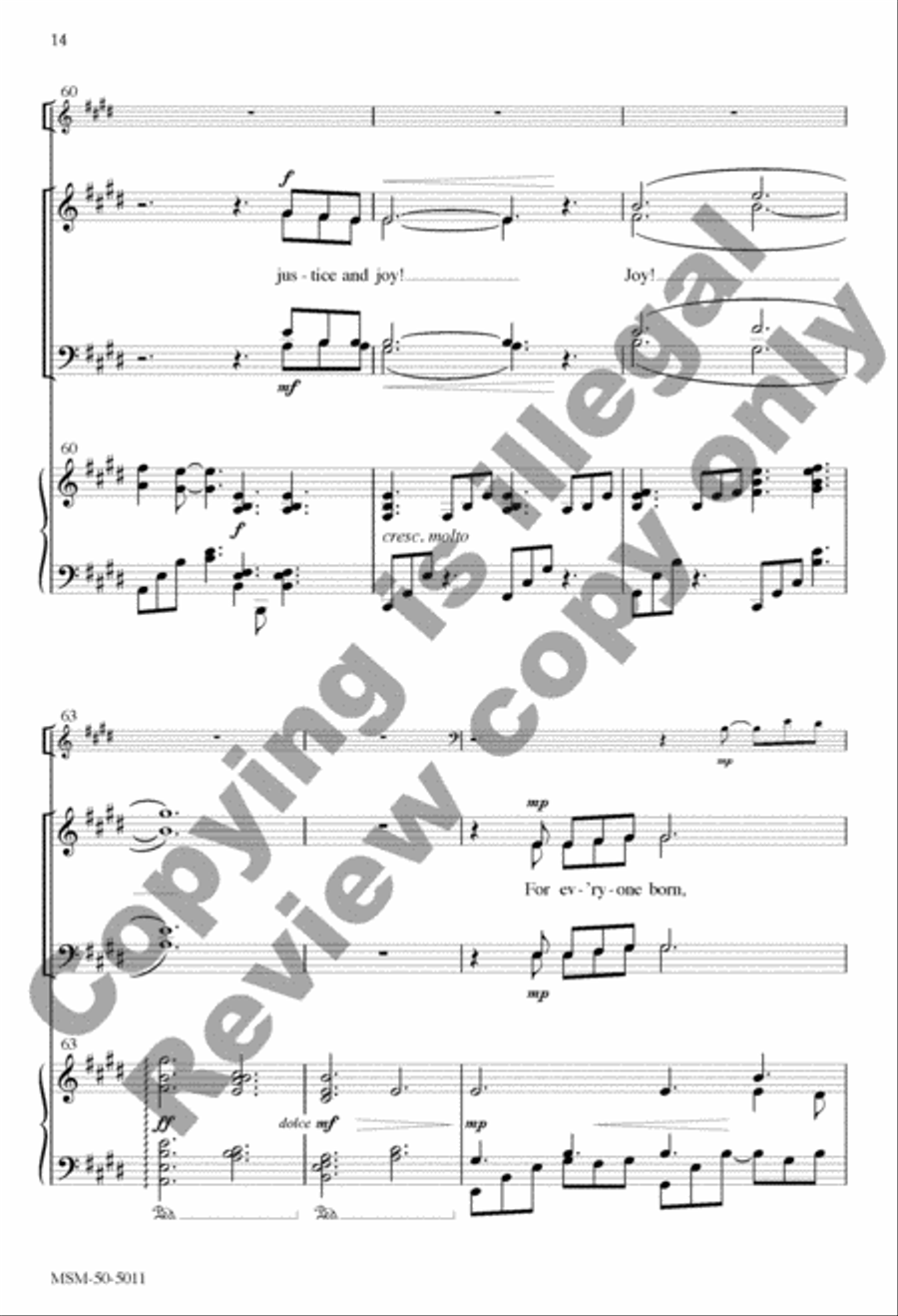 For Everyone Born (Choral Score) 4-Part scores gallery preview page 32