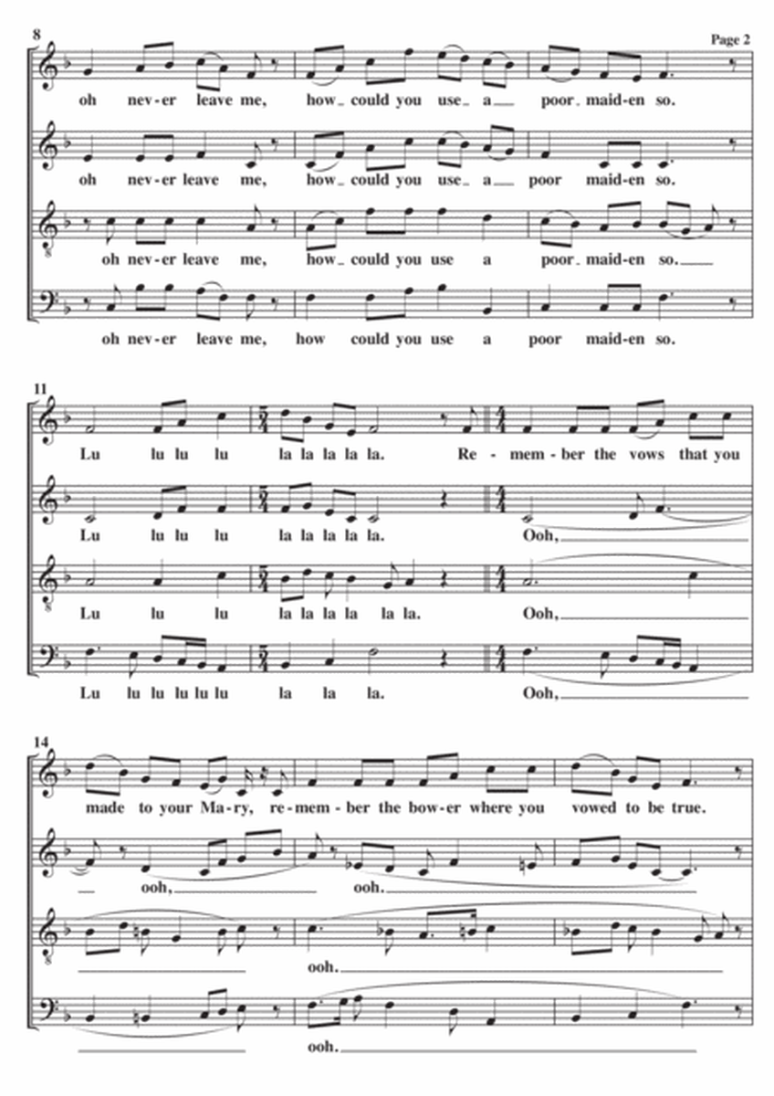 Early One Morning A Cappella SATB image number null