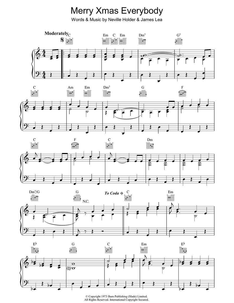 Merry Xmas Everybody Piano Solo scores gallery preview page 1