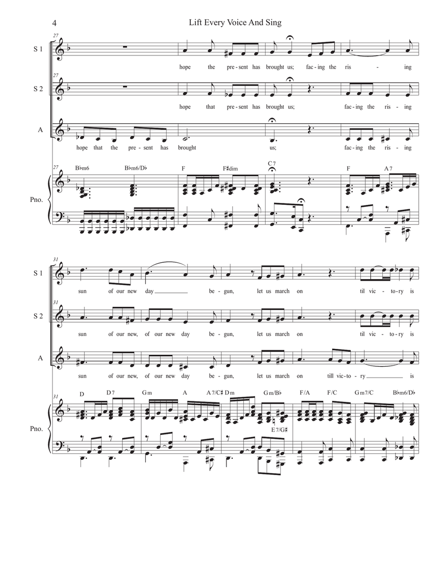 Lift Every Voice And Sing (Vocal Trio - (SSA) SSA scores gallery preview page 5