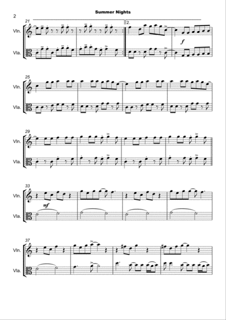 Summer Nights String Duet scores gallery preview page 3