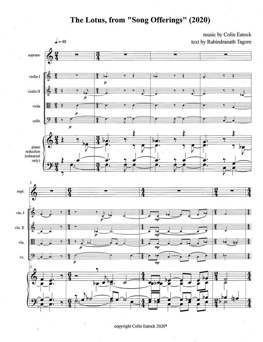 The Lotus, from Four Song Offerings (2020) String Quartet scores gallery preview page 3