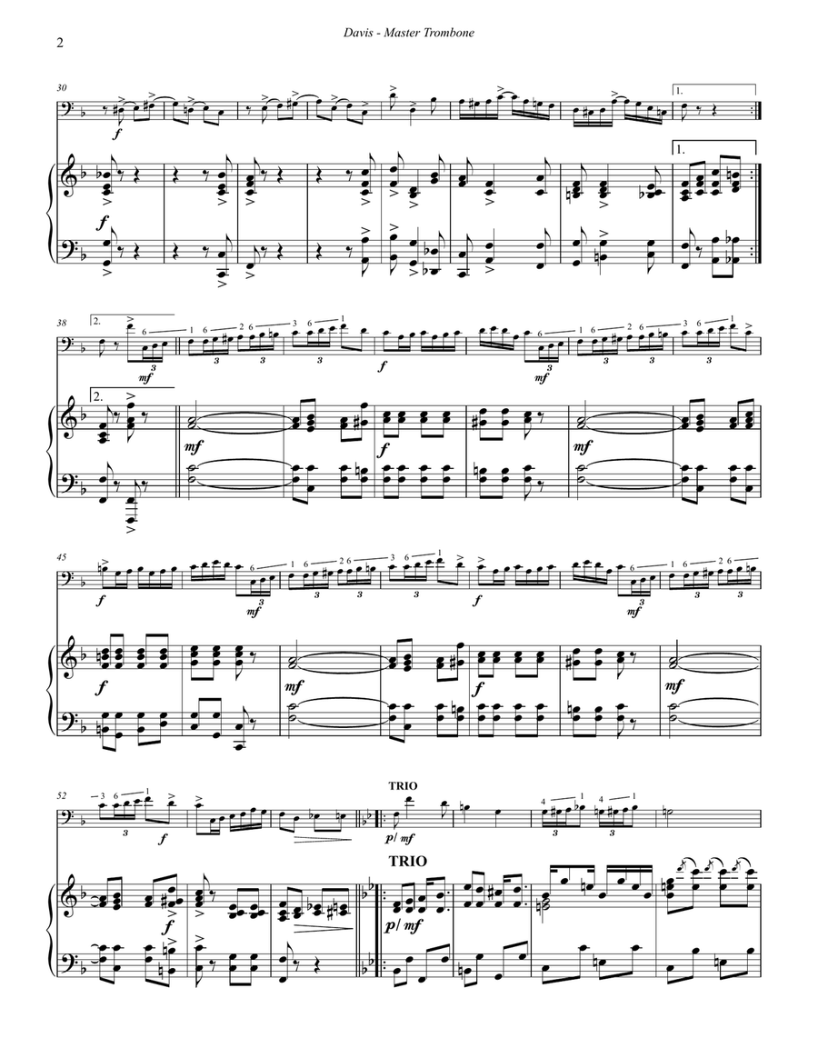 Master Trombone for Trombone and Piano Piano scores gallery preview page 4