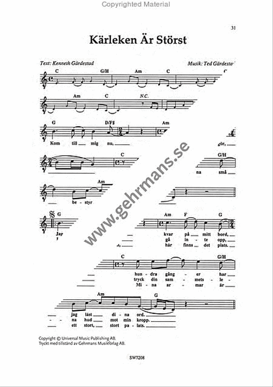 Antligen pa vag Antligen pa vag Piano, Vocal, Guitar scores gallery preview page 7