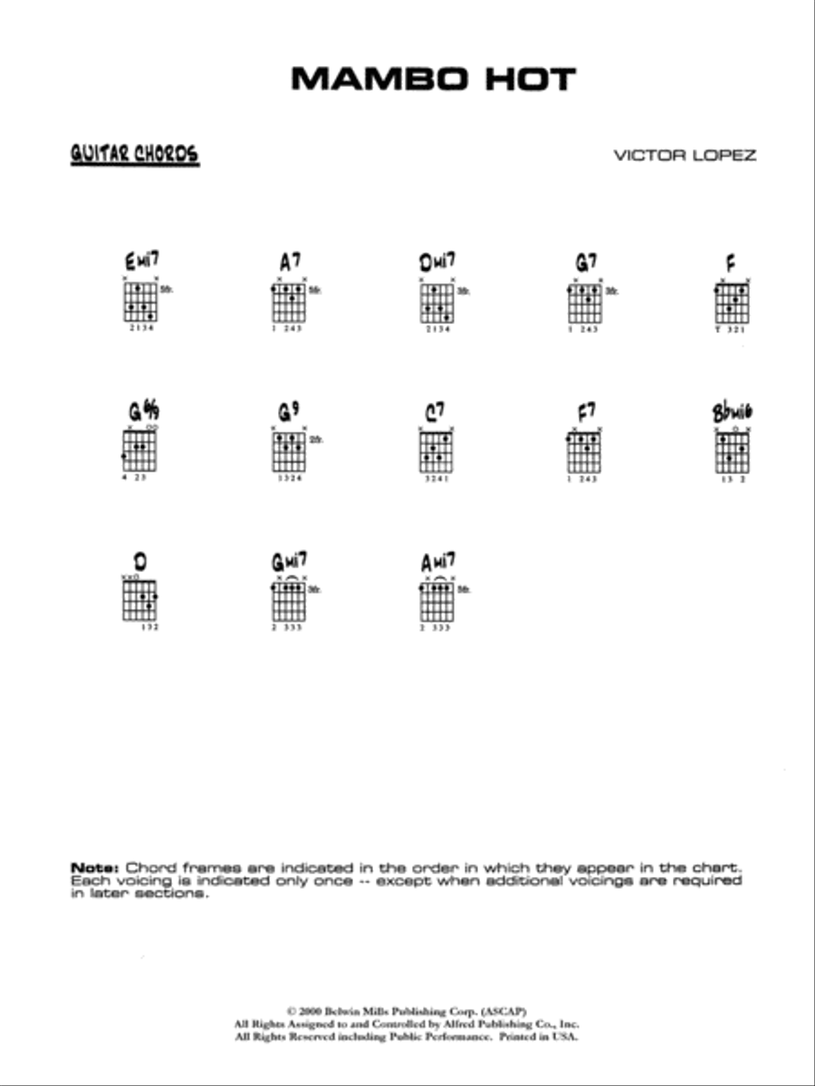 Mambo Hot: Guitar Chords Jazz Ensemble scores gallery preview page 1