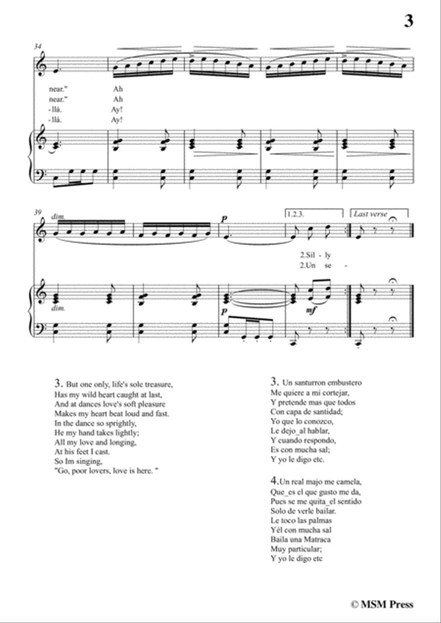 Bantock-Folksong,May song(Cancion de Maja),in C Major,for Voice and Piano Voice Solo scores gallery preview page 5