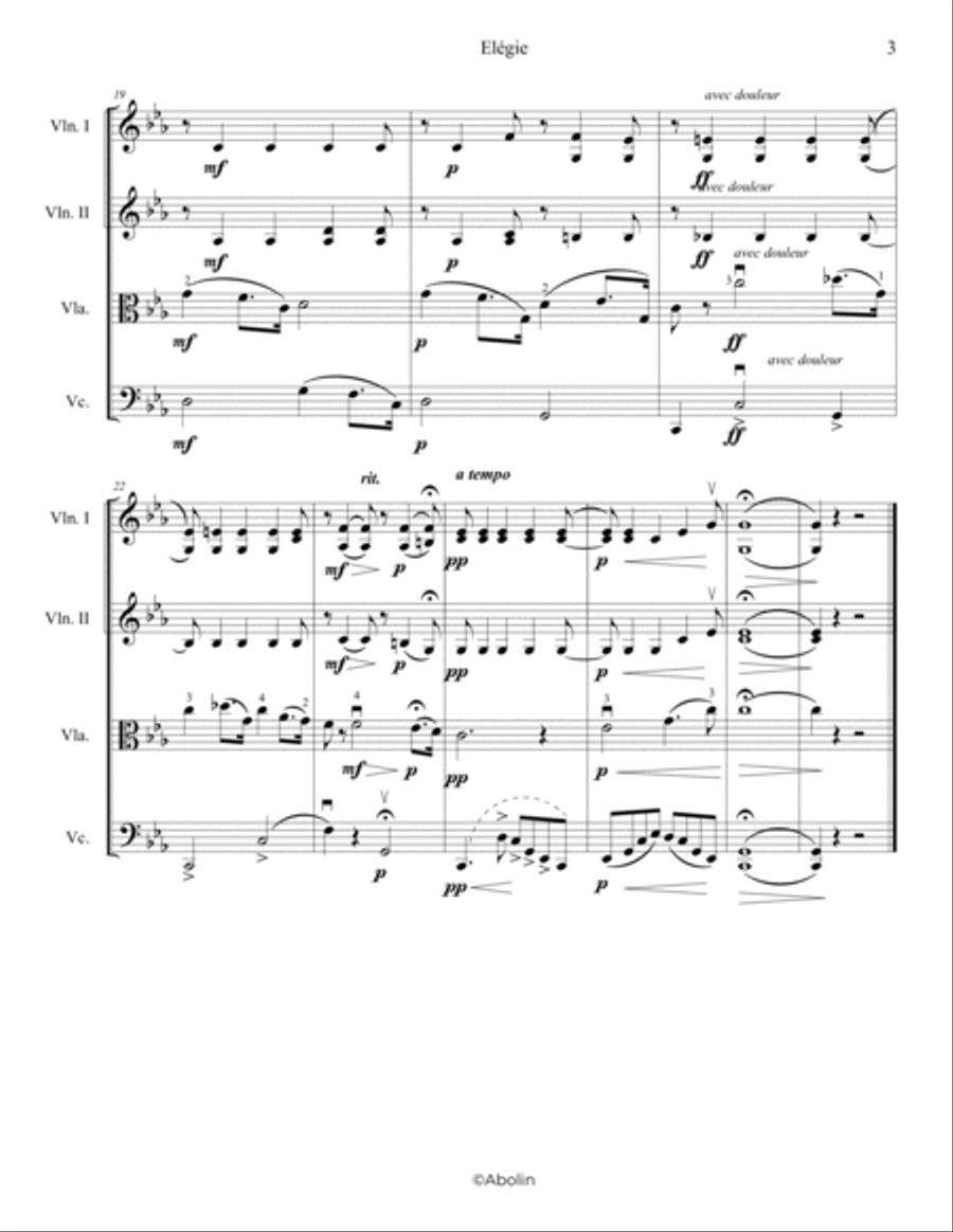 Massenet: Elegie - String Quartet String Quartet scores gallery preview page 4