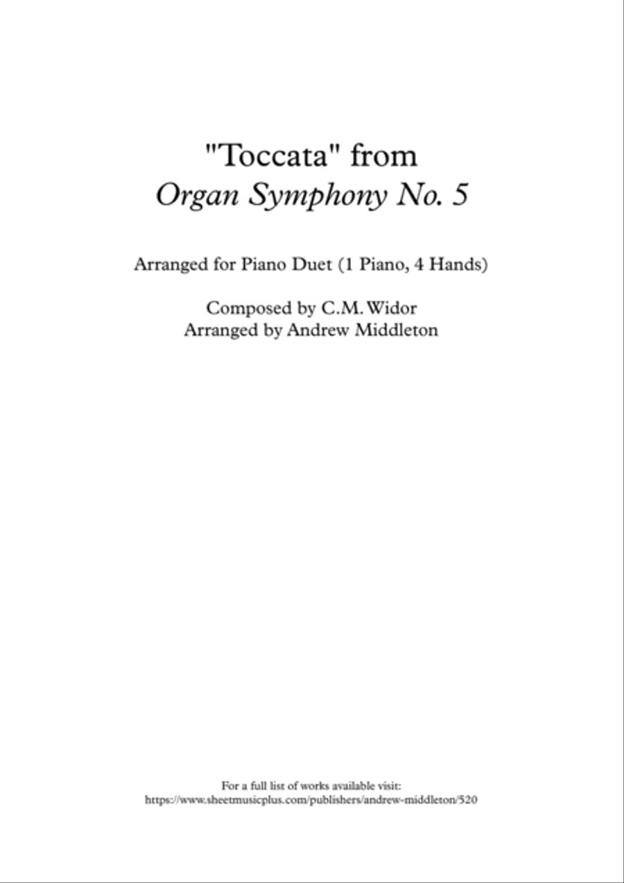 Toccata arranged for Piano Duet Piano Duet scores gallery preview page 1
