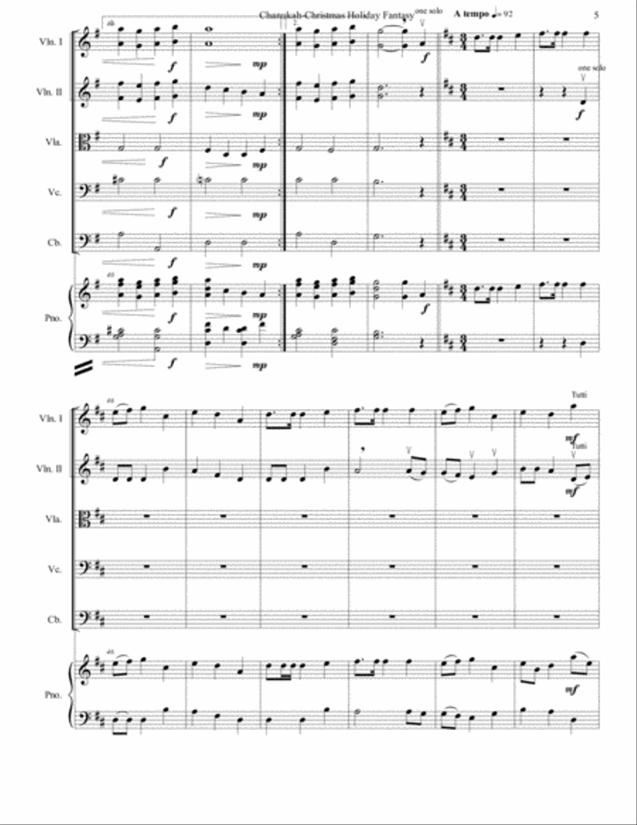 Hanukkah -Christmas Holiday Fantasy for Strings String Orchestra scores gallery preview page 6
