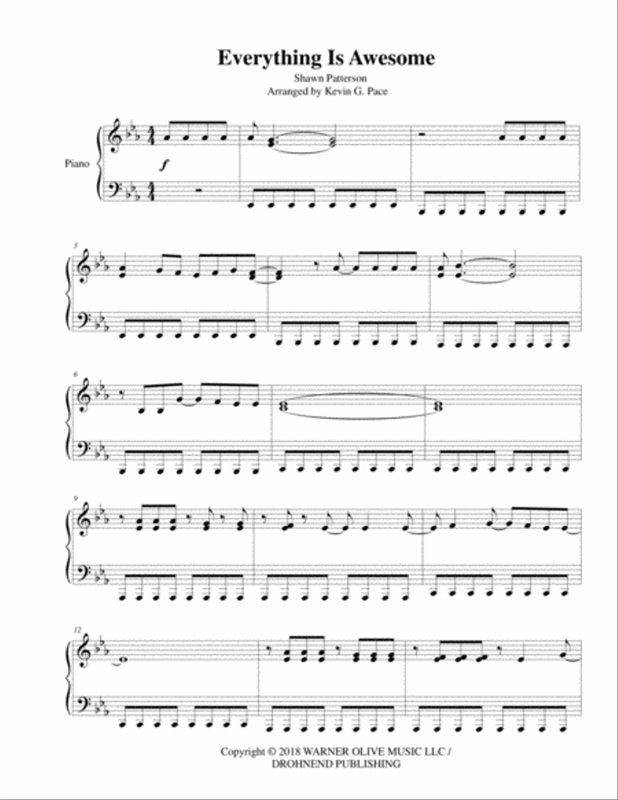 Everything Is Awesome (awesome Remixx!!!) Easy Piano scores gallery preview page 1
