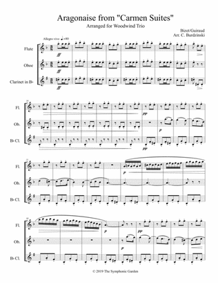 Aragonaise from Carmen - woodwind trio (flute, oboe, clarinet)
