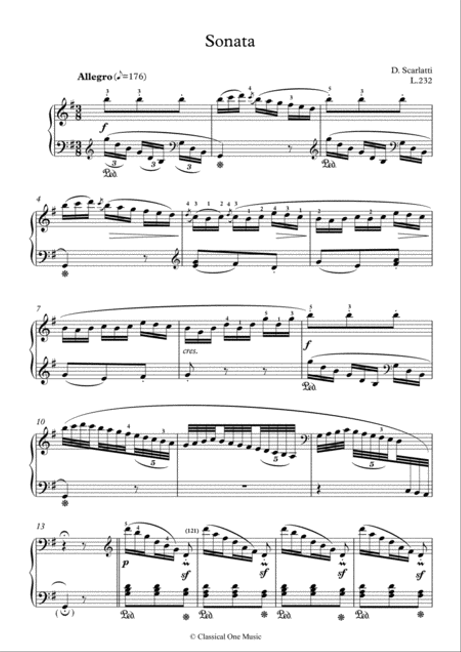 Scarlatti-Sonata in G-Major L.232 K.124(piano) Piano Solo scores gallery preview page 2