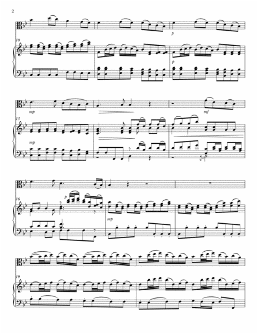 Bach - Sheep May Safely Graze, arranged for Viola and Piano Piano scores gallery preview page 2