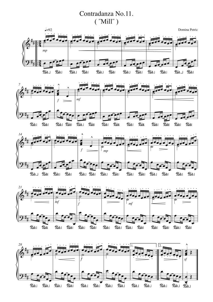 Eleventh Contradanza: Mill Piano Solo scores gallery preview page 1
