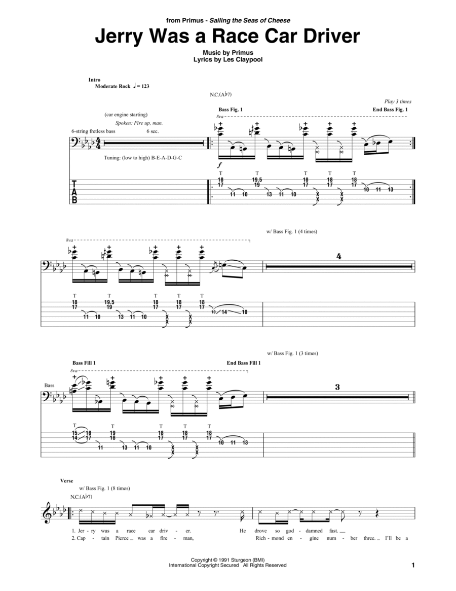 Jerry Was A Race Car Driver Guitar Tablature scores gallery preview page 1
