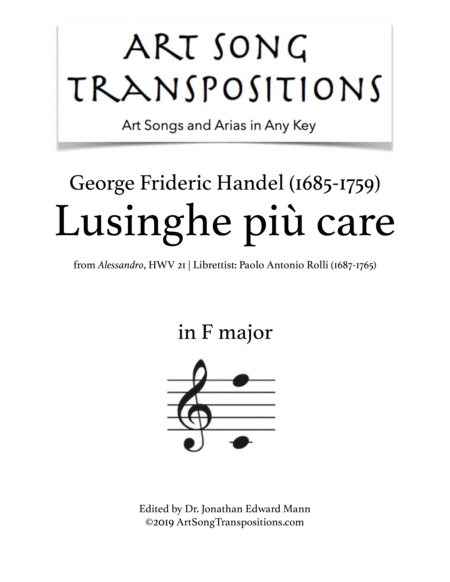 HANDEL: Lusinghe più care (transposed to F major)