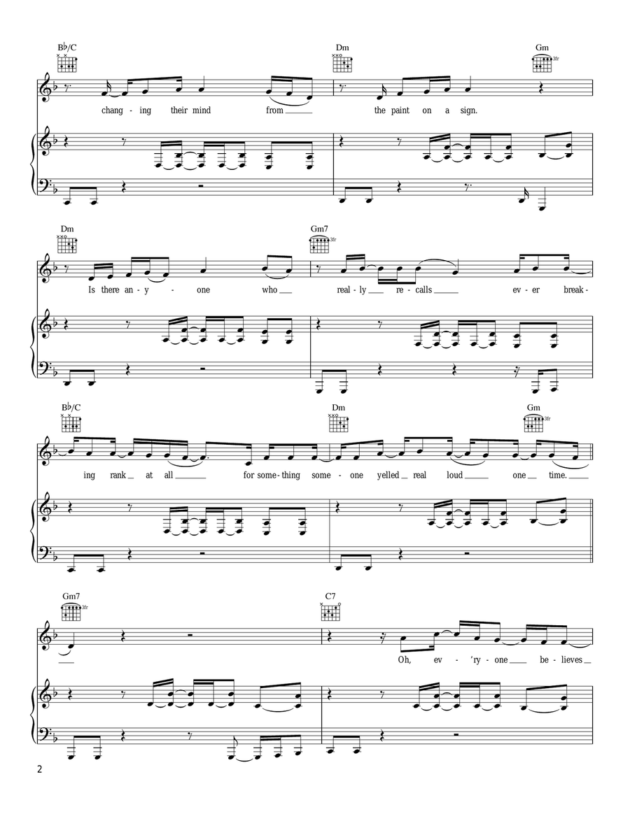 Belief Piano, Vocal, Guitar scores gallery preview page 2