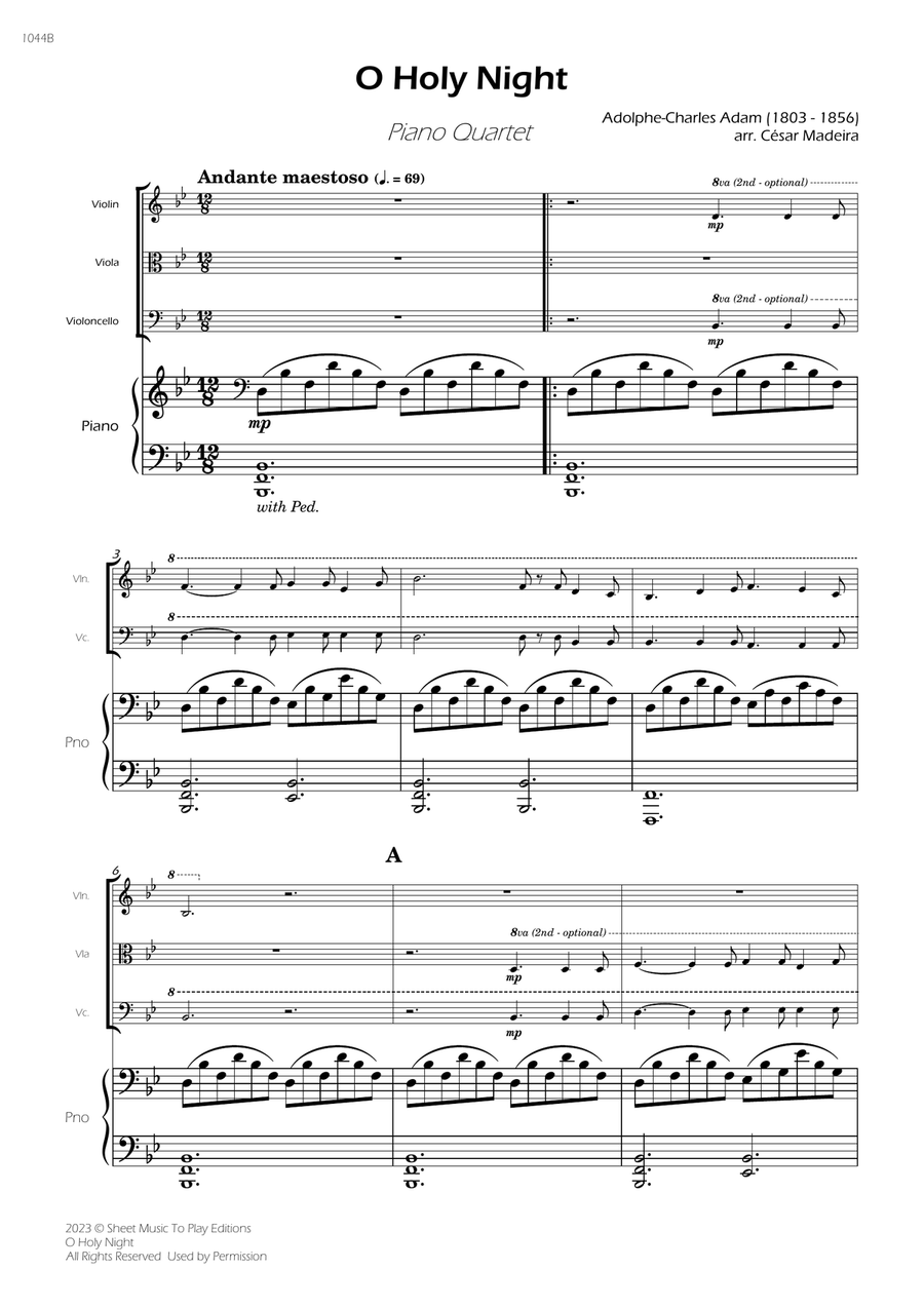 O Holy Night - Piano Quartet (Full Score and Parts) Piano Quartet scores gallery preview page 3