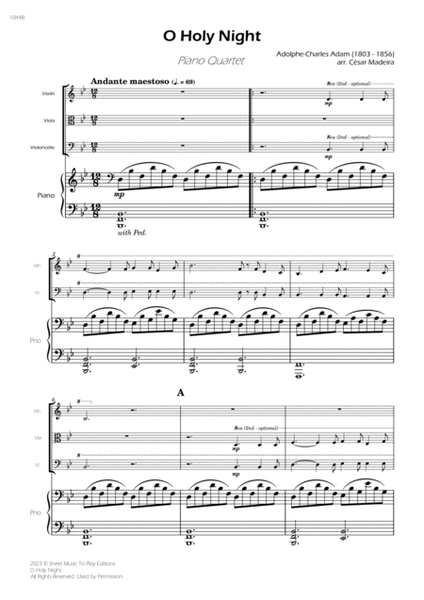 O Holy Night - Piano Quartet (Full Score and Parts) image number null