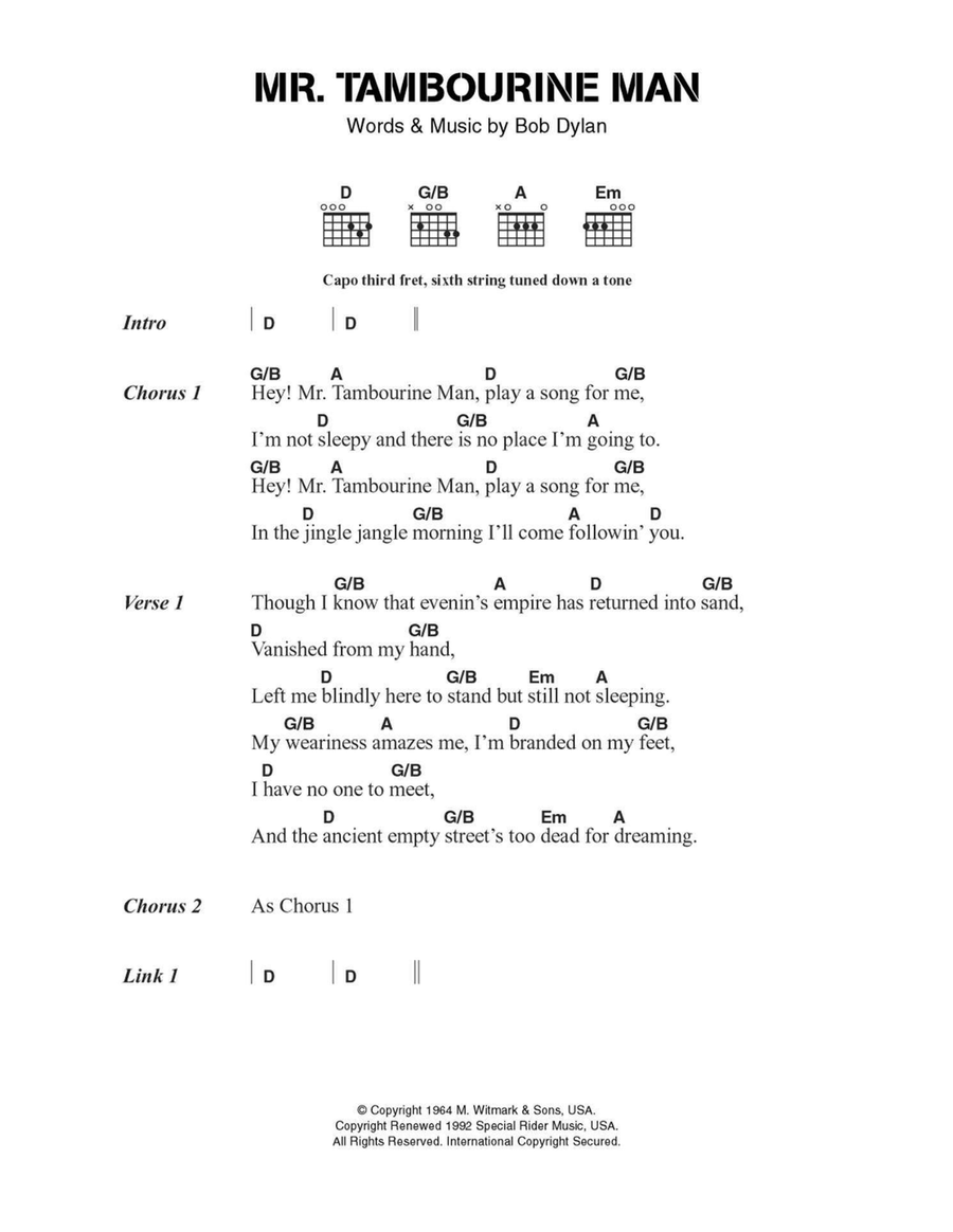 Mr. Tambourine Man Mr. Tambourine Man Acoustic Guitar scores gallery preview page 1
