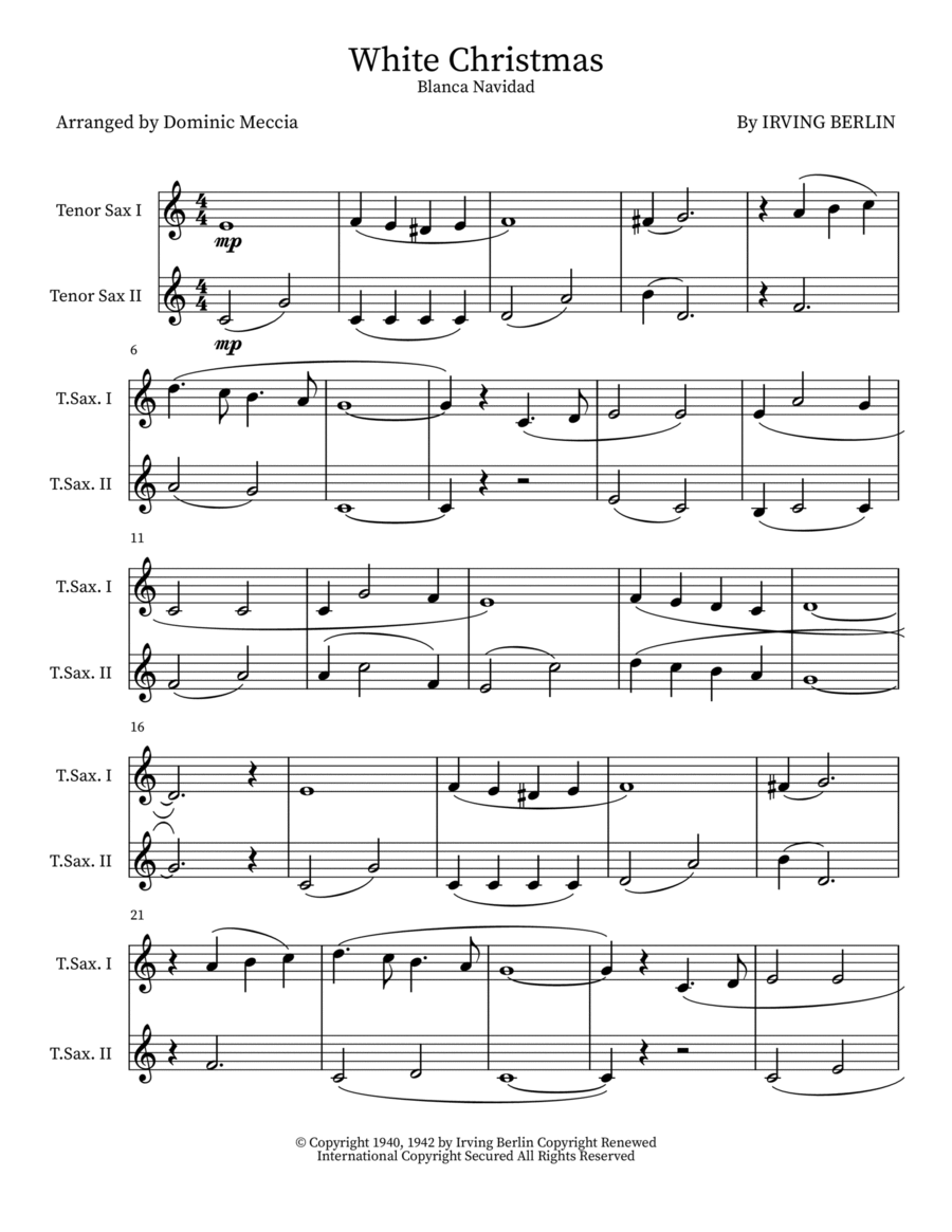 White Christmas Woodwind Duet scores gallery preview page 1