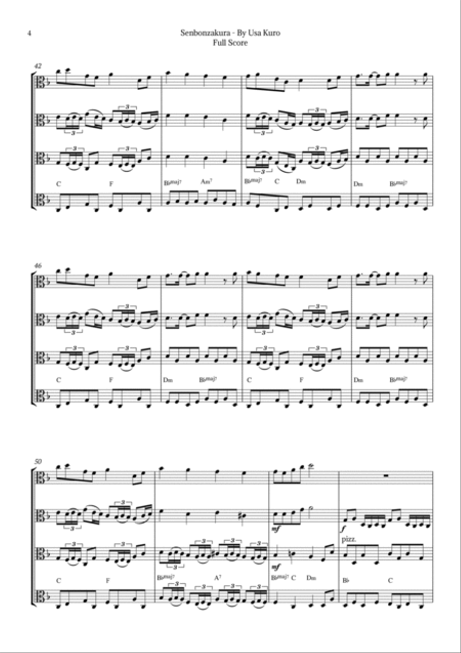 Senbonzakura String Quartet scores gallery preview page 4