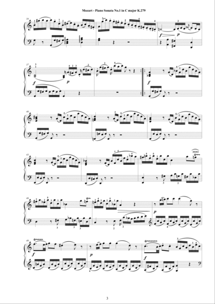 Mozart - Piano Sonata No.1 in C major K 279 - Complete score Piano Solo scores gallery preview page 3