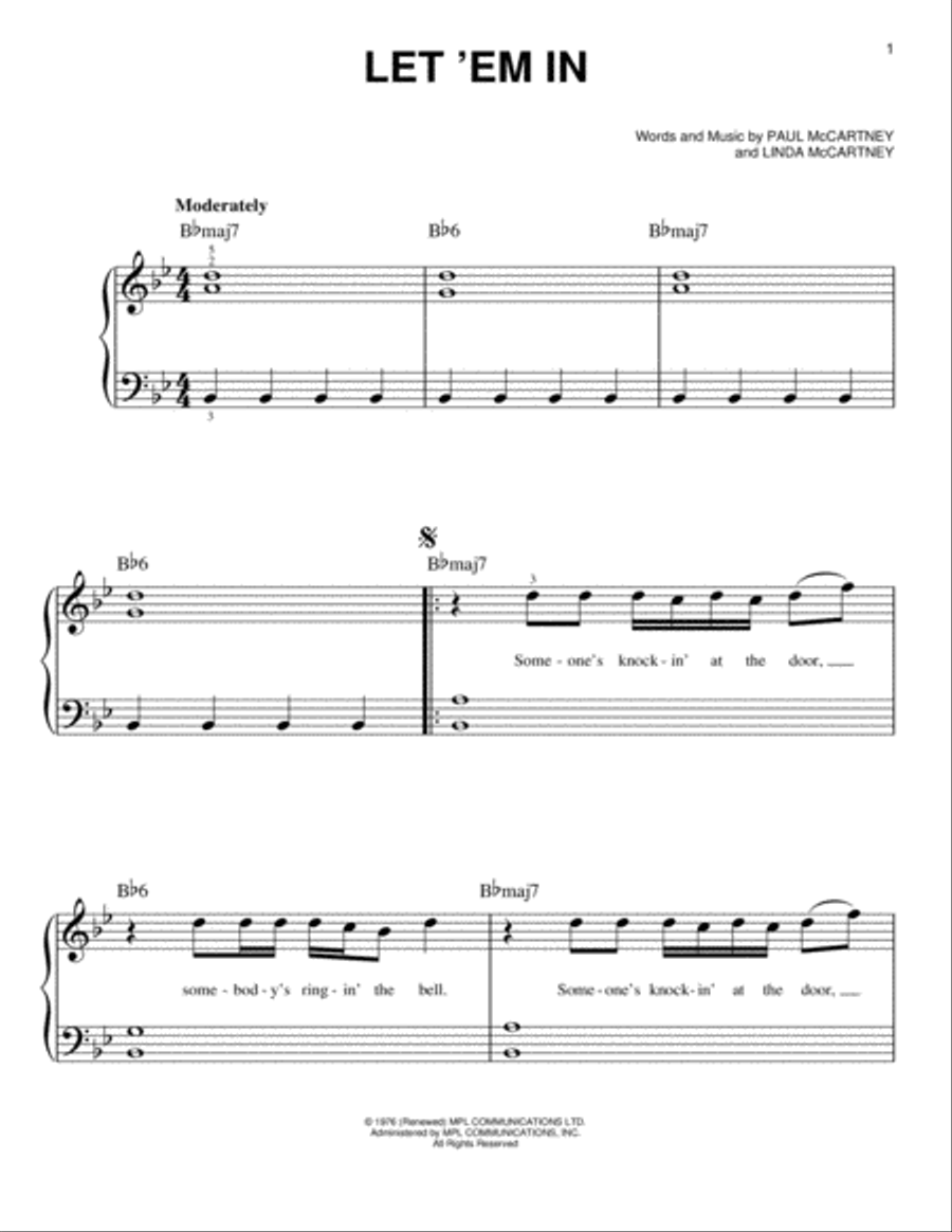 Let 'Em In Easy Piano scores gallery preview page 1