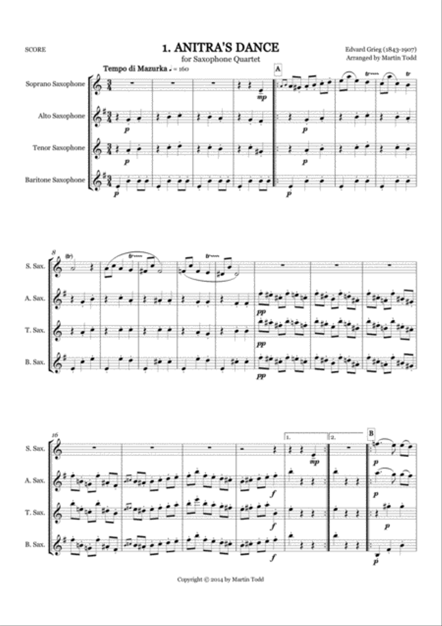 14 Original Saxophone Quartets - Score & Parts (SATB) Saxophone Quartet scores gallery preview page 4