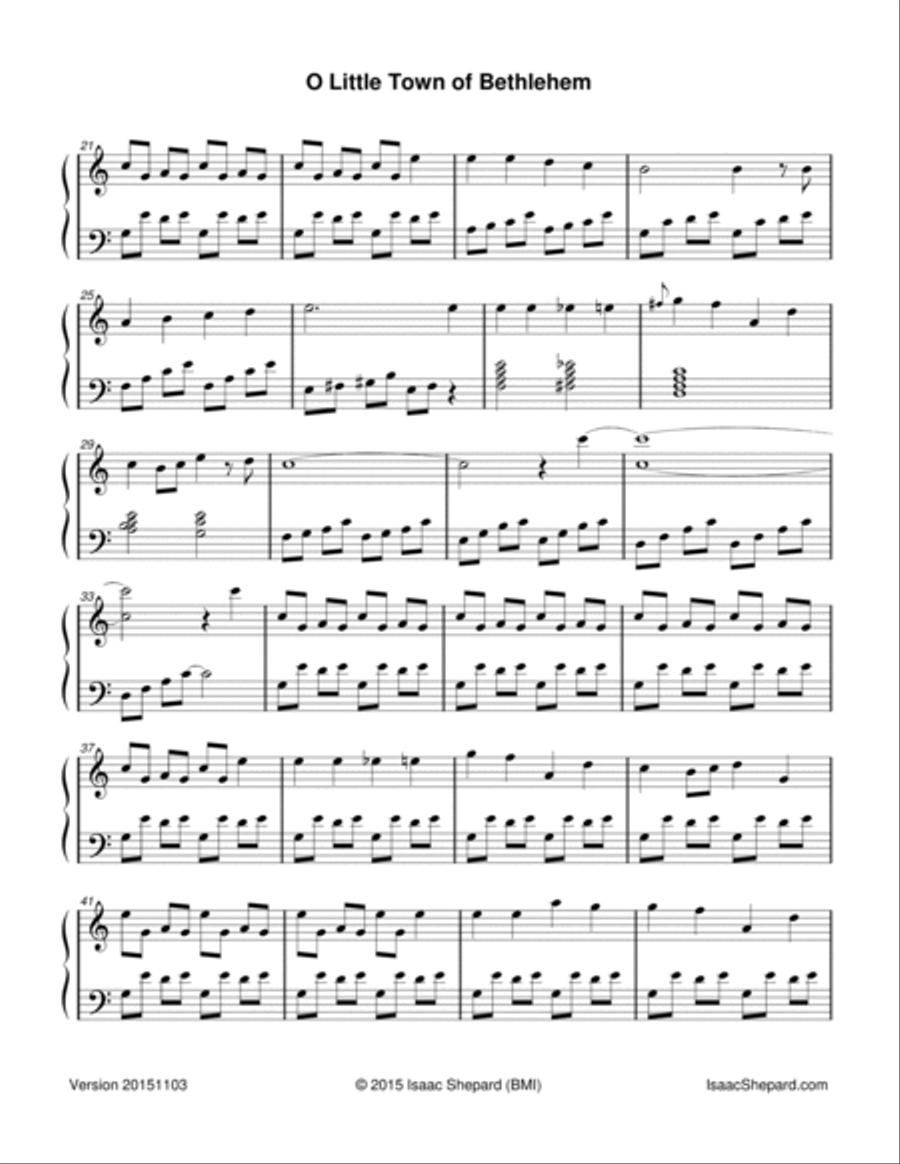 O Little Town of Bethlehem Piano Solo scores gallery preview page 3