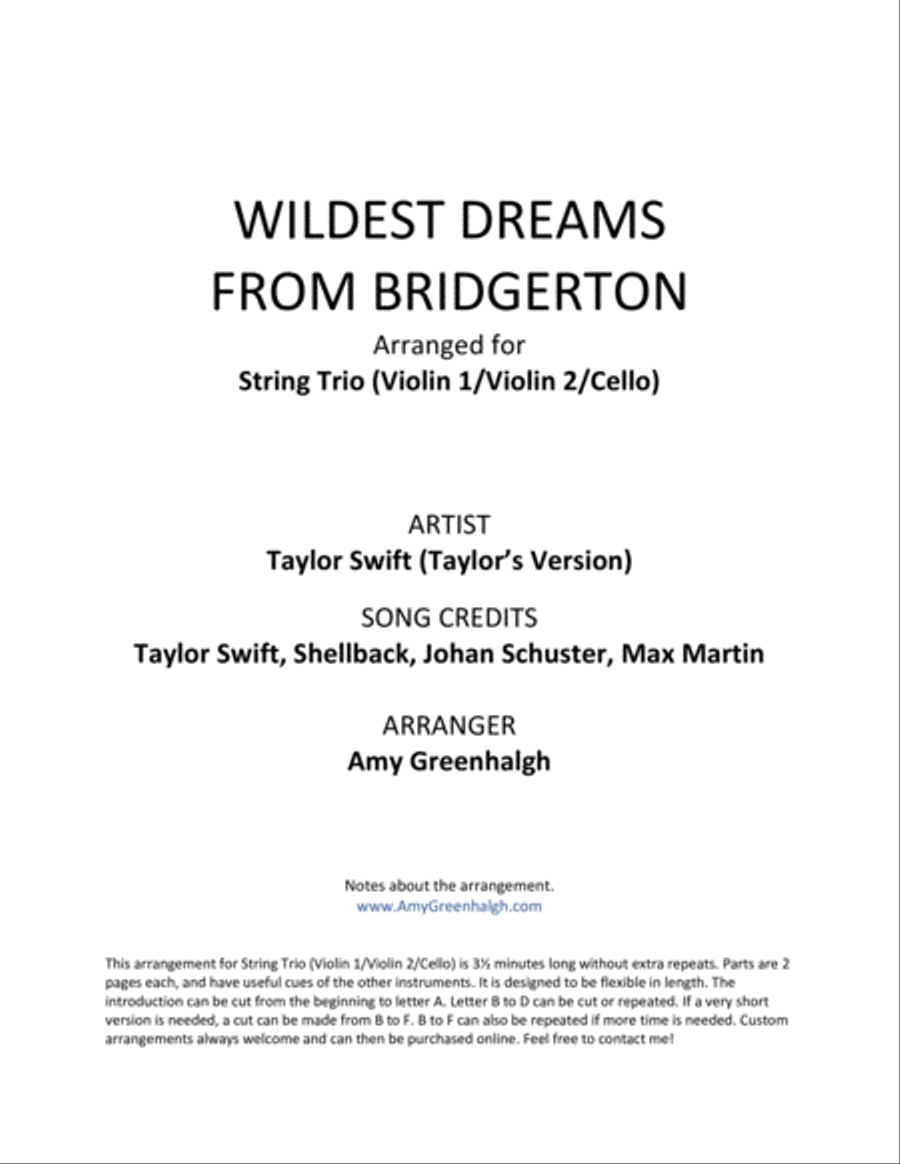Wildest Dreams String Trio scores gallery preview page 2