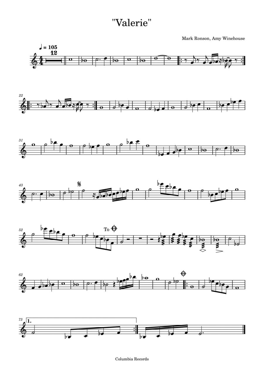 Valerie Valerie Violin Solo scores gallery preview page 1